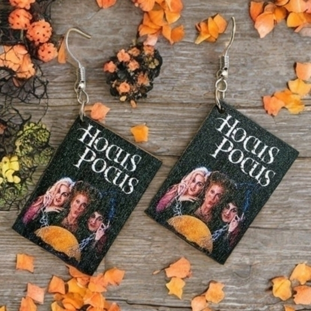 MODCLOTH WOODEN HOCUS POCUS BOOK EARRINGS